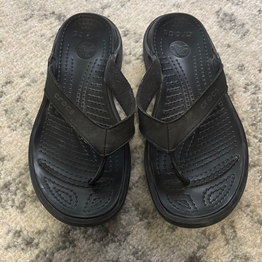 CROCS Black Sandals with Textured Footbed